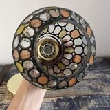 Multicolored faceted globe pendant light