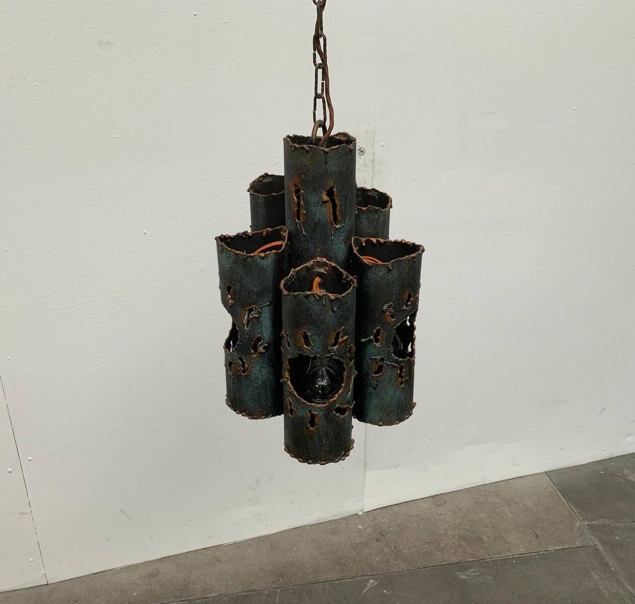 Brutalist Mid-Century Metal Pendant