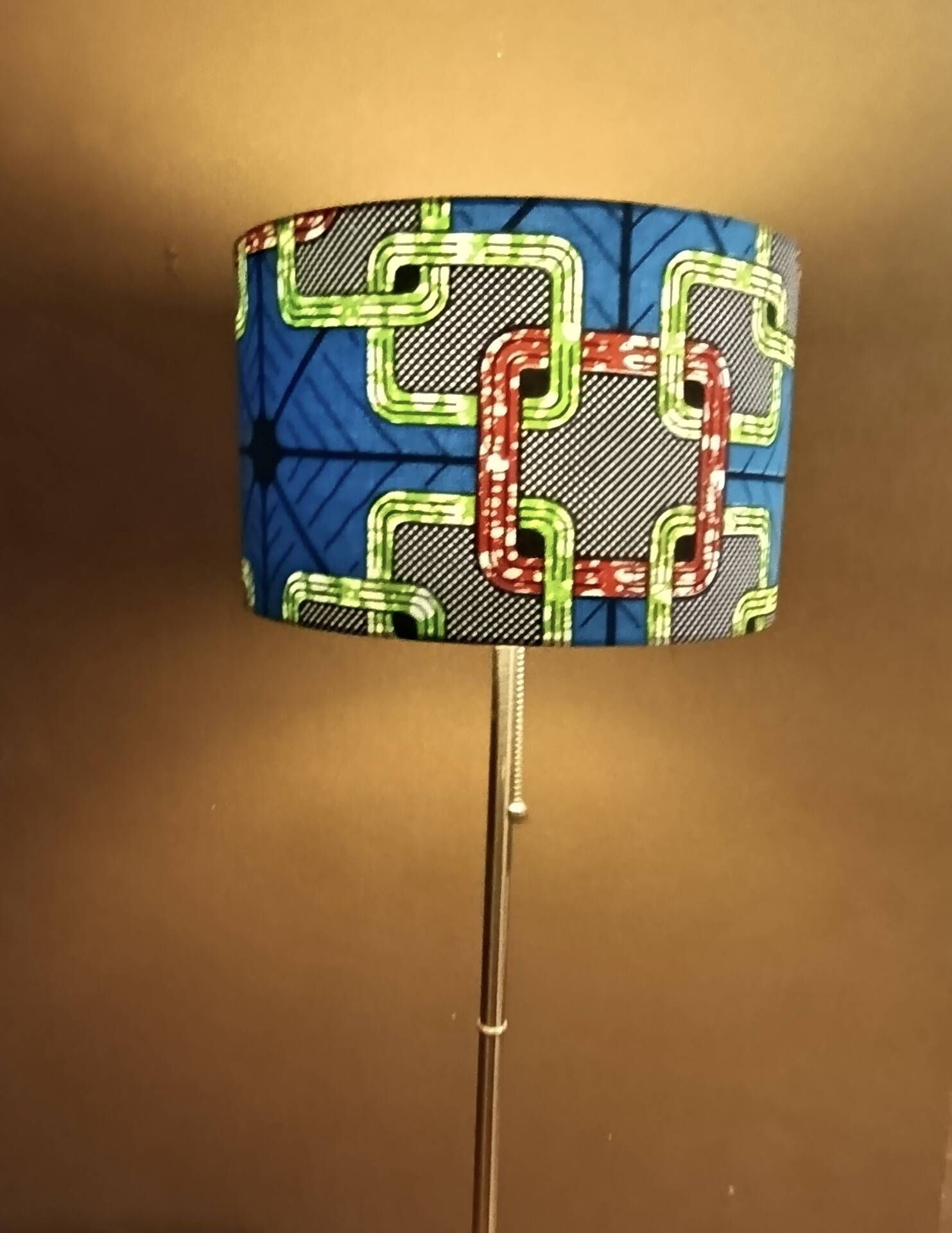 XL lampshade/suspension with printed ethnic graphic wax