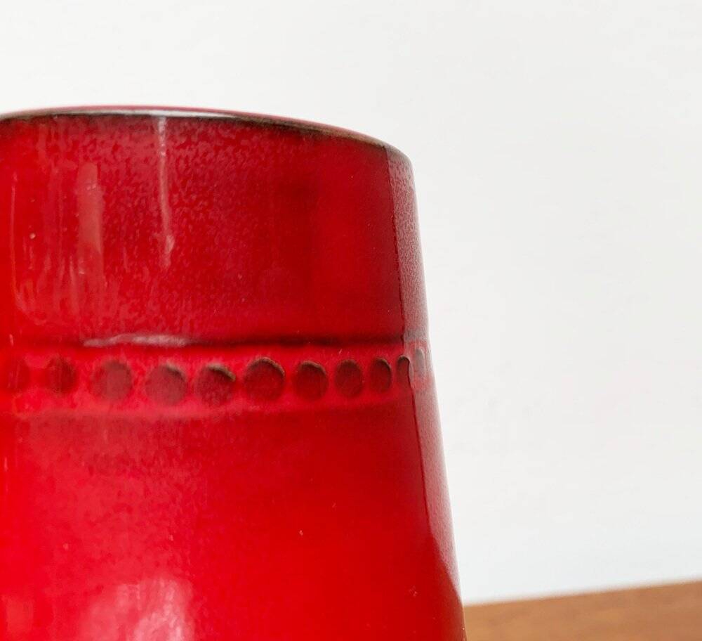 Red Italian ceramic vase from the mid-century by Bitossi, 1960s.