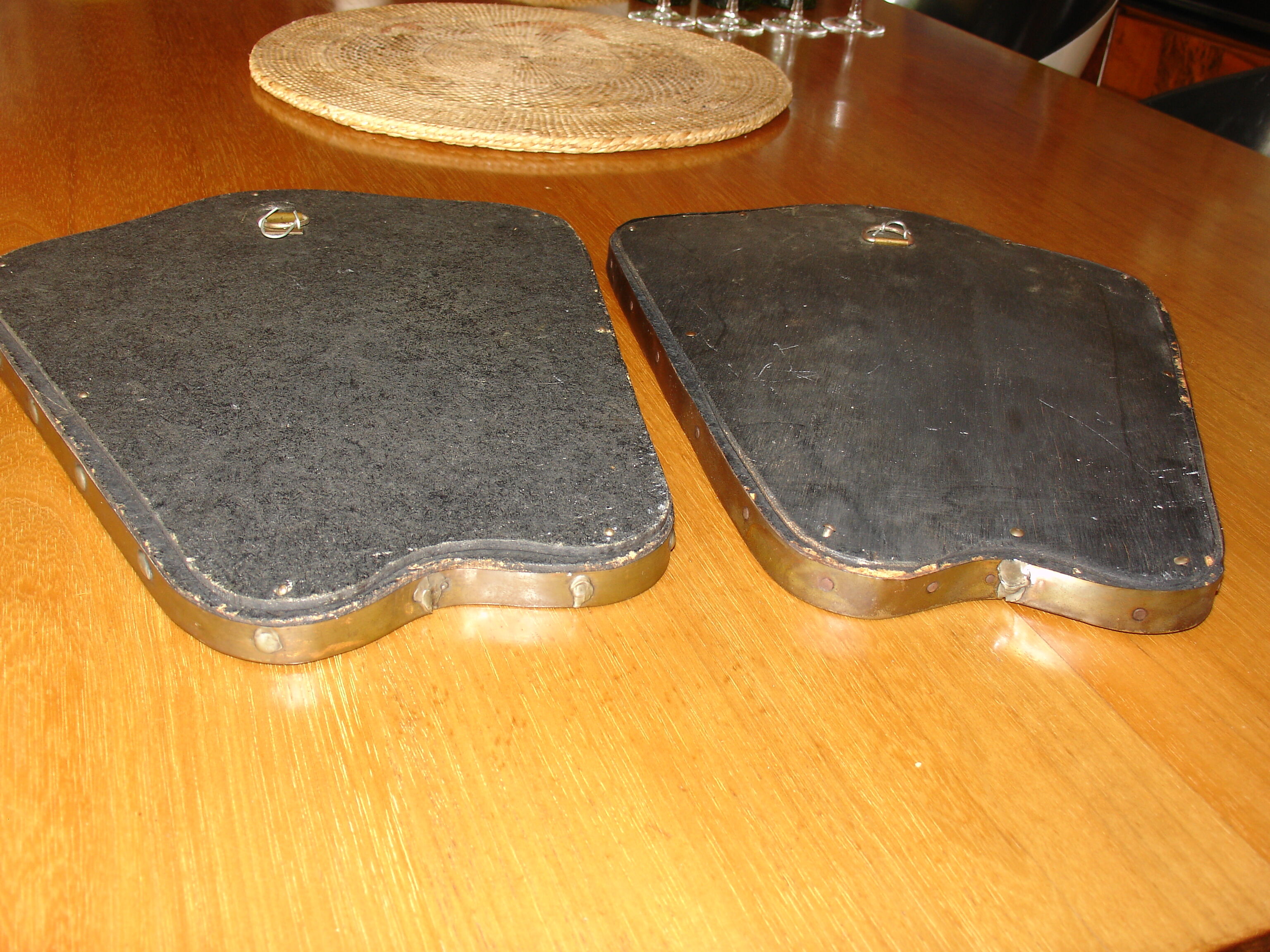 Pair of mirrors around 1950 in Tin and copper 28x35cm