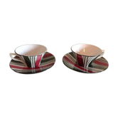 Two polychrome cups decoration Feria faienceries of Sarreguemines / vintage years 50-60