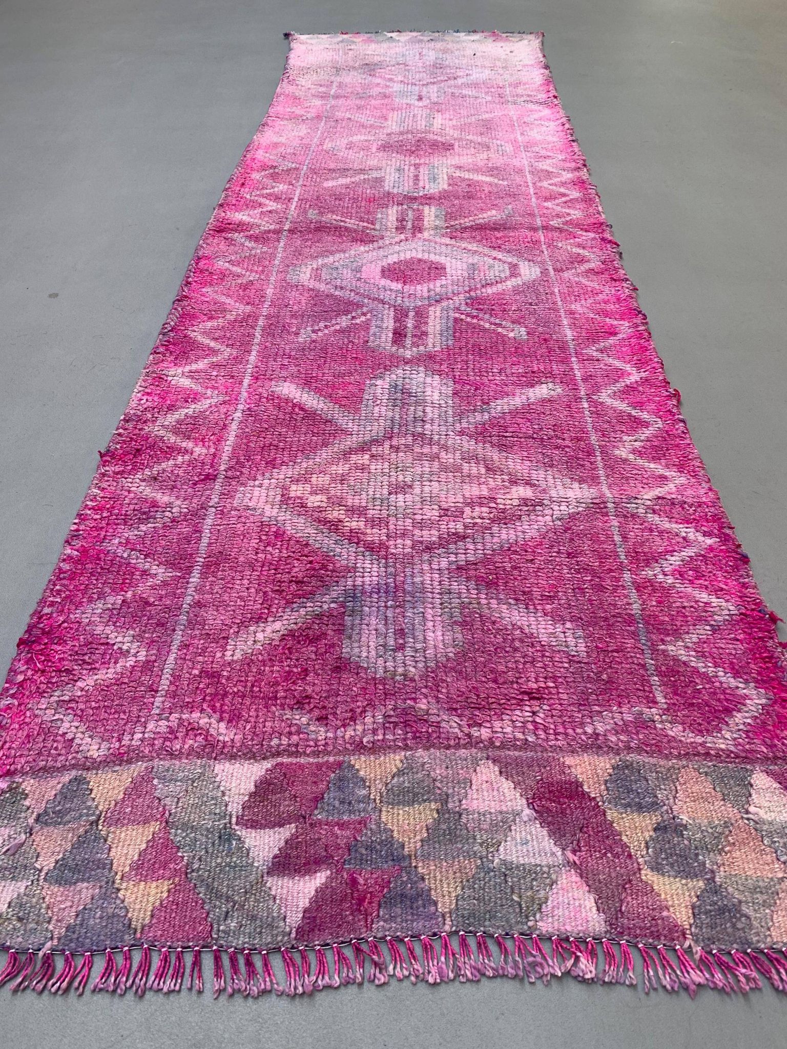Vintage Turkish  Tribal Runner 318x90 cm veg dye wool rug tribal, handmade