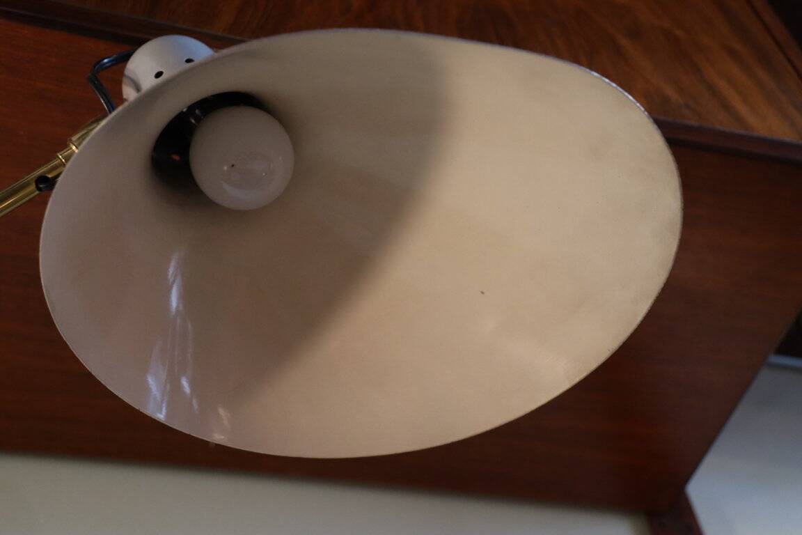 Vintage desk lamp in brass and gray lacquered metal, 1950s