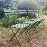 Antique folding garden chairs with wooden slats
