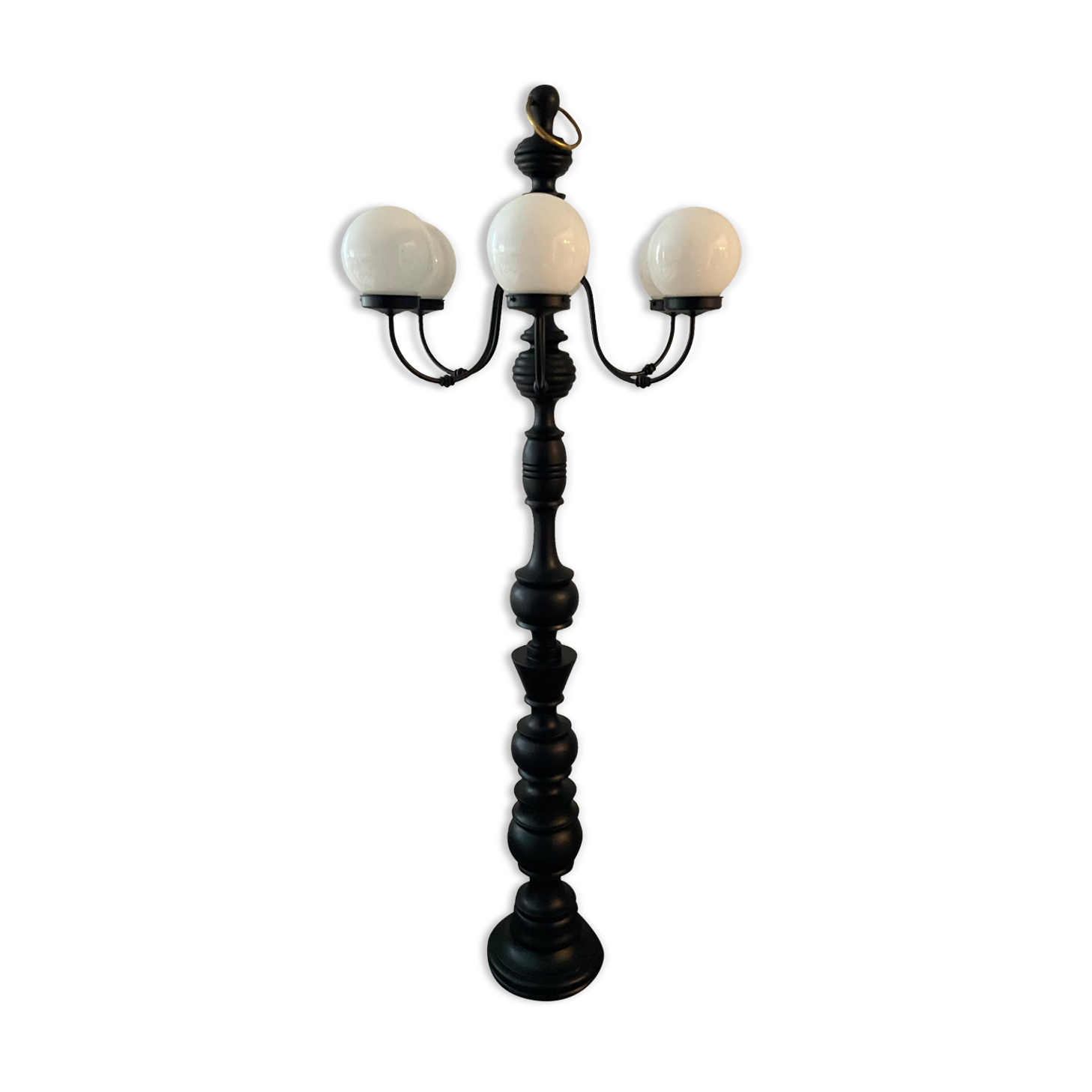 Vintage "Lamppost" in opaline and wood 6 fires
