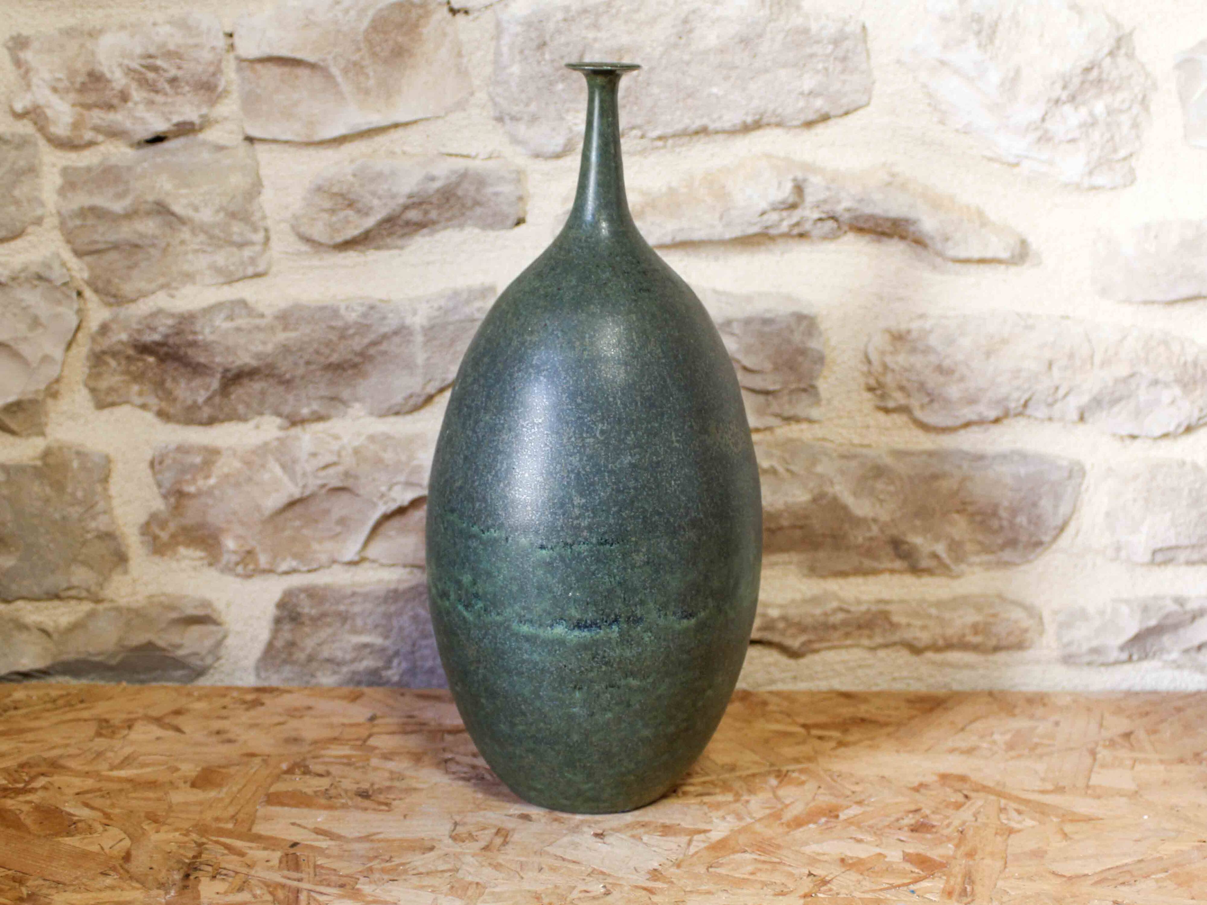 Glazed ceramic bottle vase Gubbels Pottery (Netherlands)