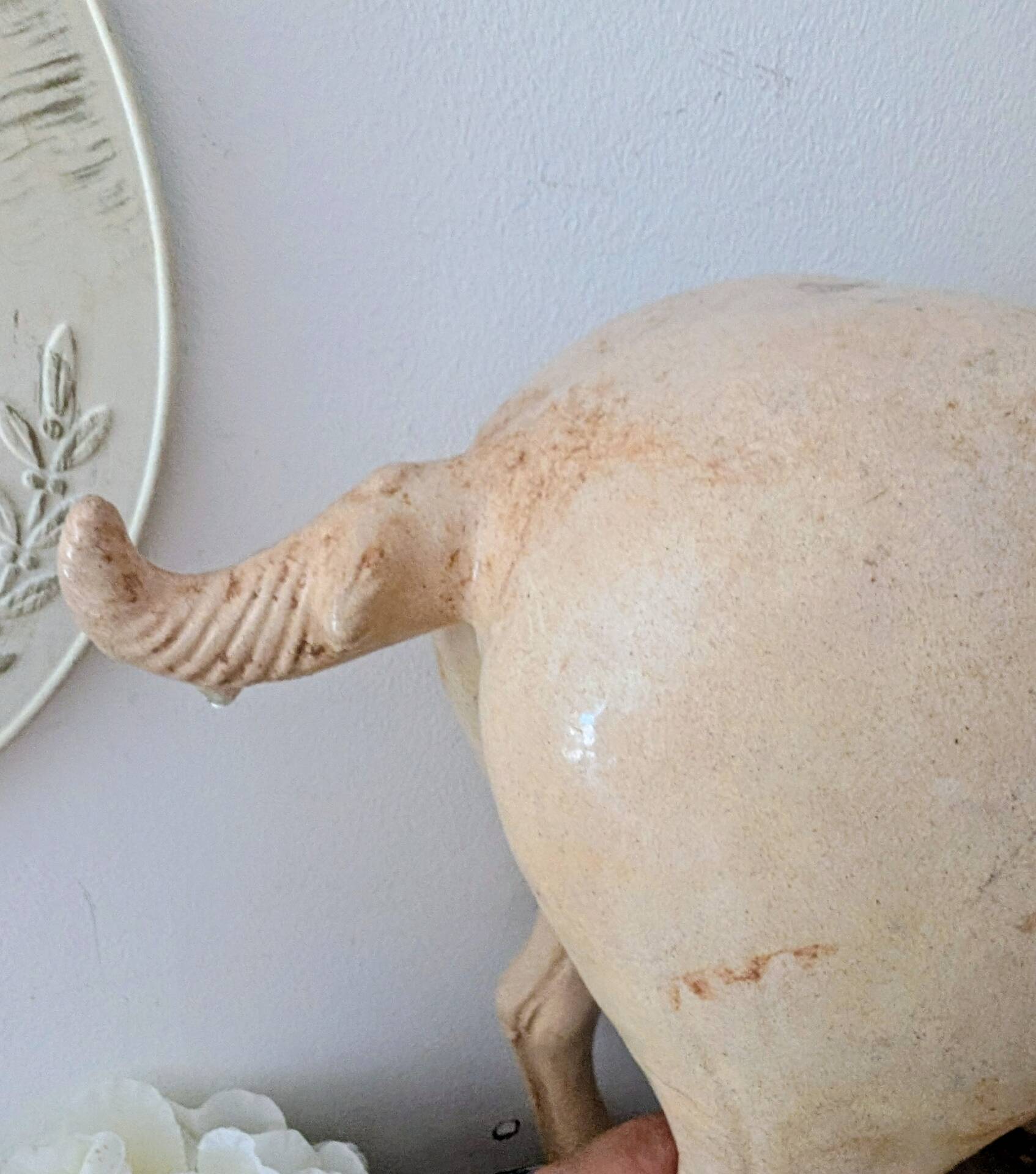 Large Tang-style horse in crackled ceramic 40 cm