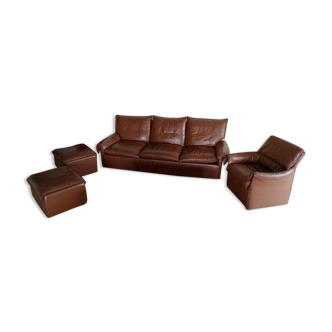 Hans Kaufeld living room in brown leather