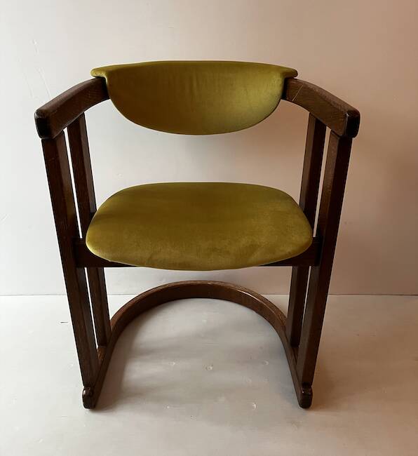 Art Deco armchair in wood and velvet