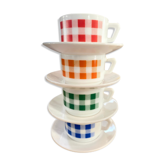 Lot de 4 tasses et soucoupes arcopal Vichy