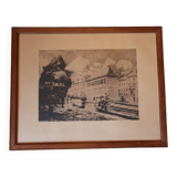 Engraving by Henry Bodart (1874-1940) under a glass frame