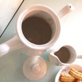 White porcelain coffee service with golden flowers / vintage 50s-60s