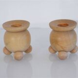 Pair of Swedish wooden candlesticks 1960