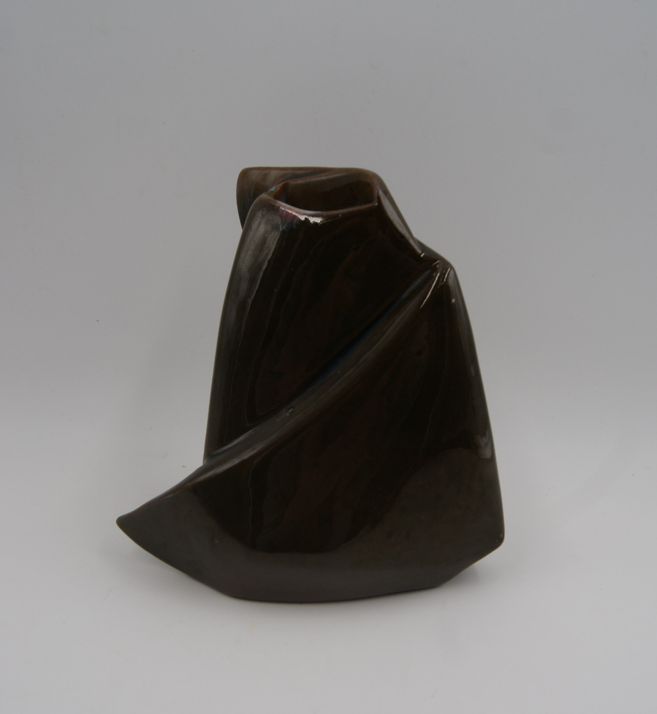 Vintage free-form enamelled stoneware vase