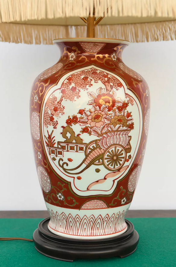 Porcelain vase mounted in lamp