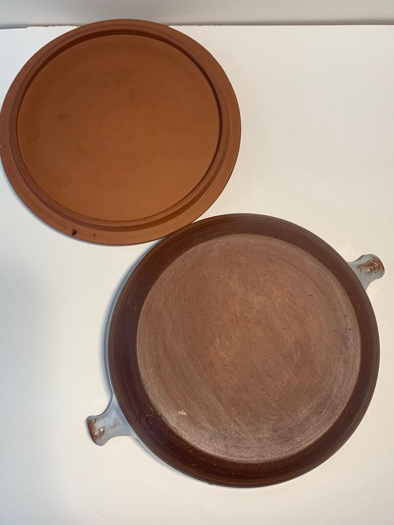 LARGE COVERED DISH SANDSTONE BY PUISAYE JEANNE AND NORBERT PIERLOT 1960