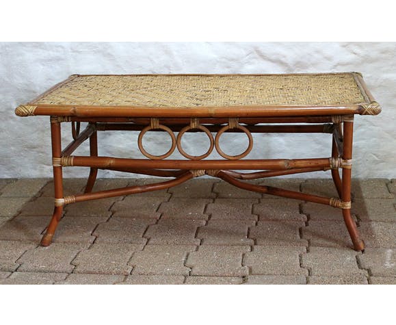 Bamboo and rattan coffee table