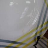 8 dessert plates with yellow and gray geometric decor Moulin des loups