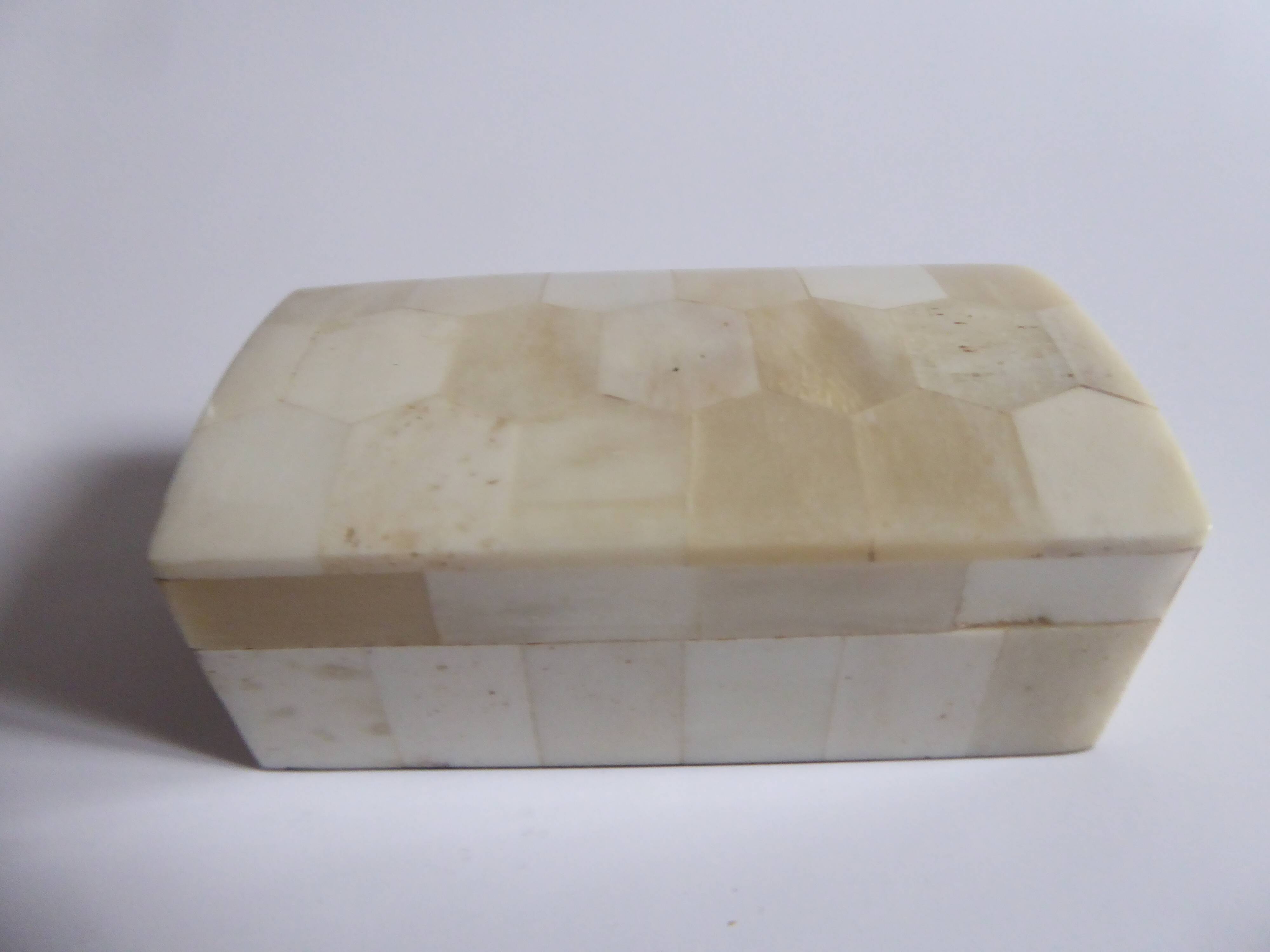 Rectangular box in white horn and wood