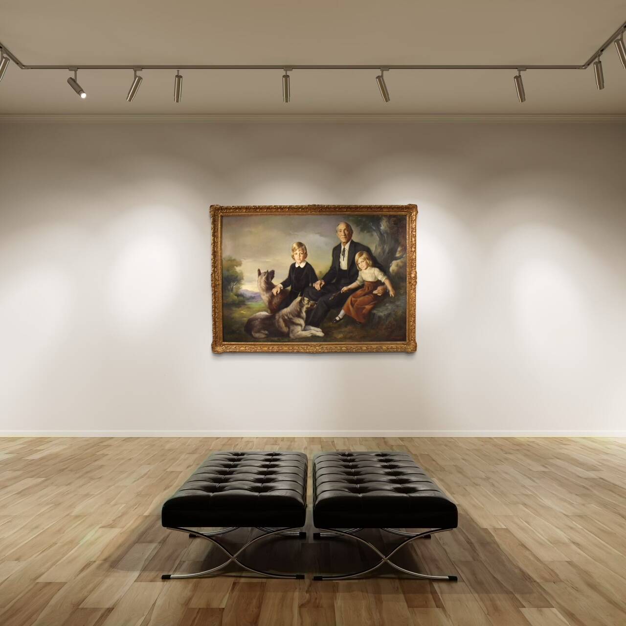 Family portrait signed Francisco Ribera and dated 1972