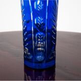Blue crystal vase, Poland, 1960s