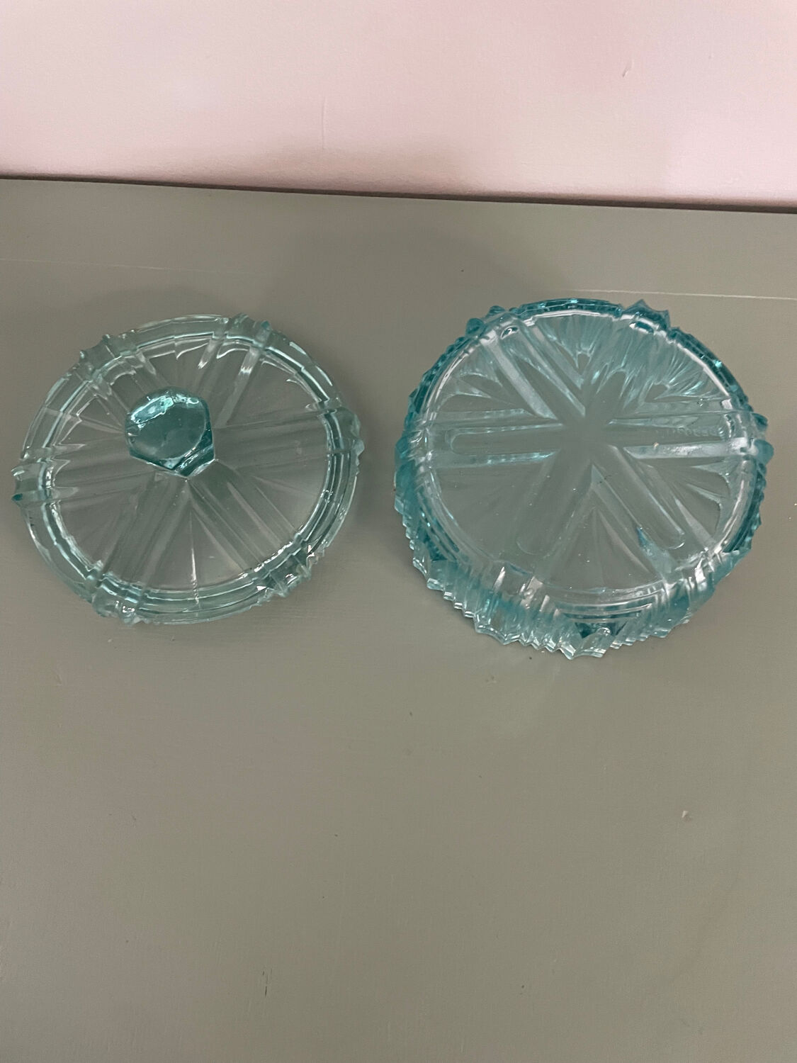 Blue glass bonbonnière, glass box