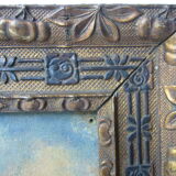 Painting depicting a boat painted in oil on cardboard framed, signed