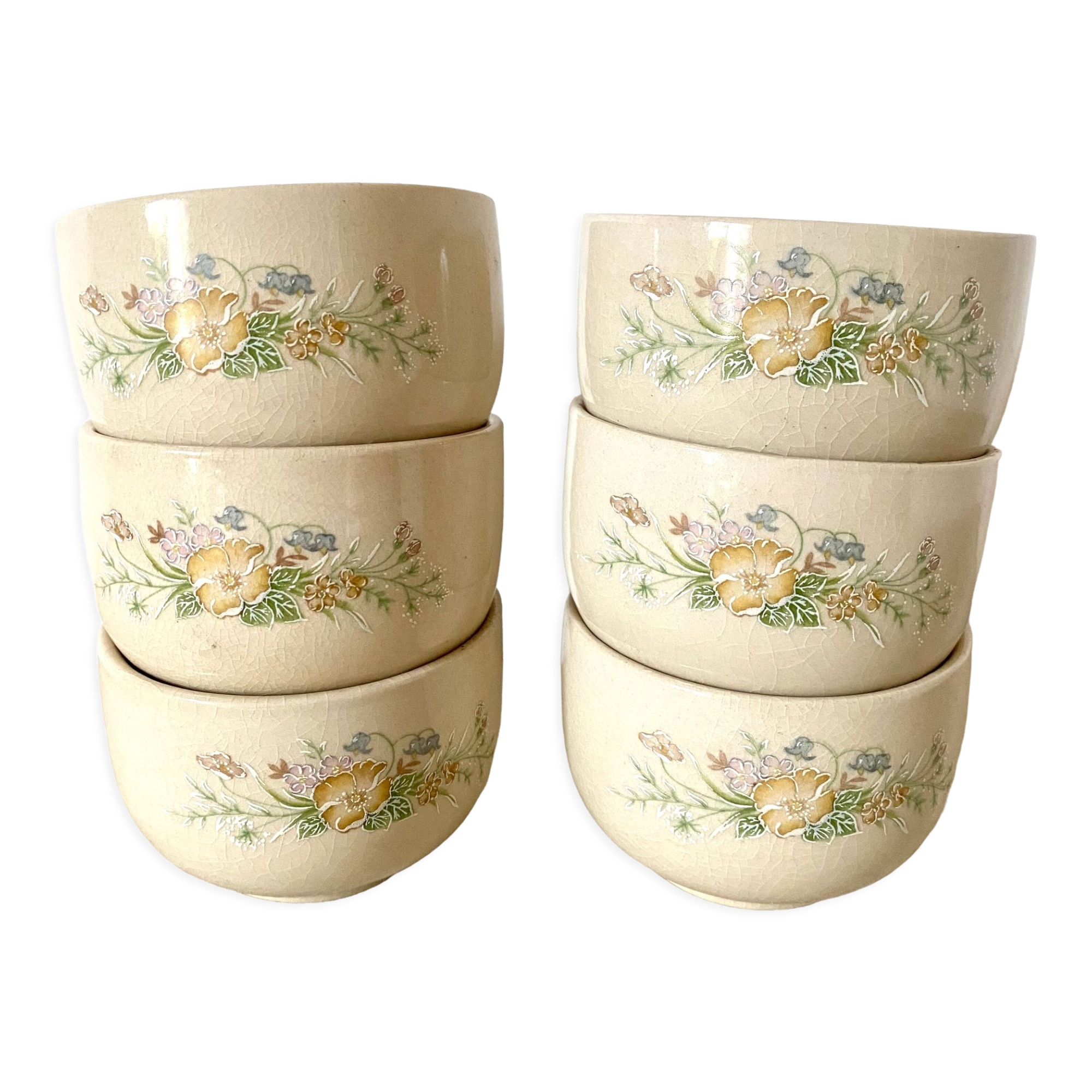 80s flowery tea bowls