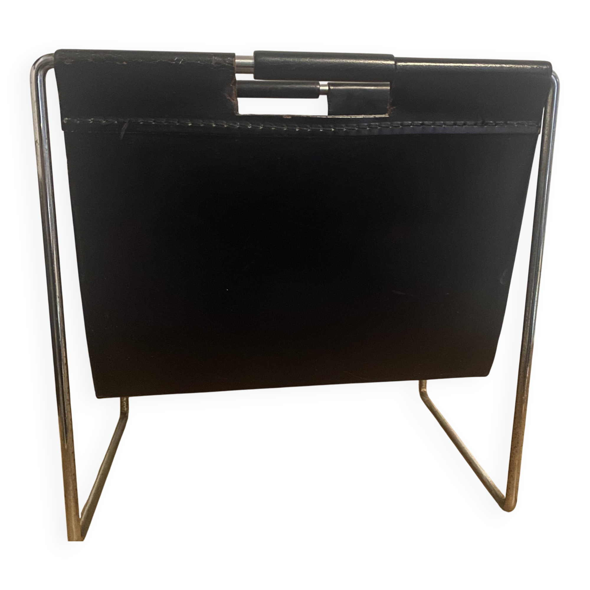 Leather magazine rack