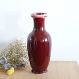 Large garnet colored ceramic vase