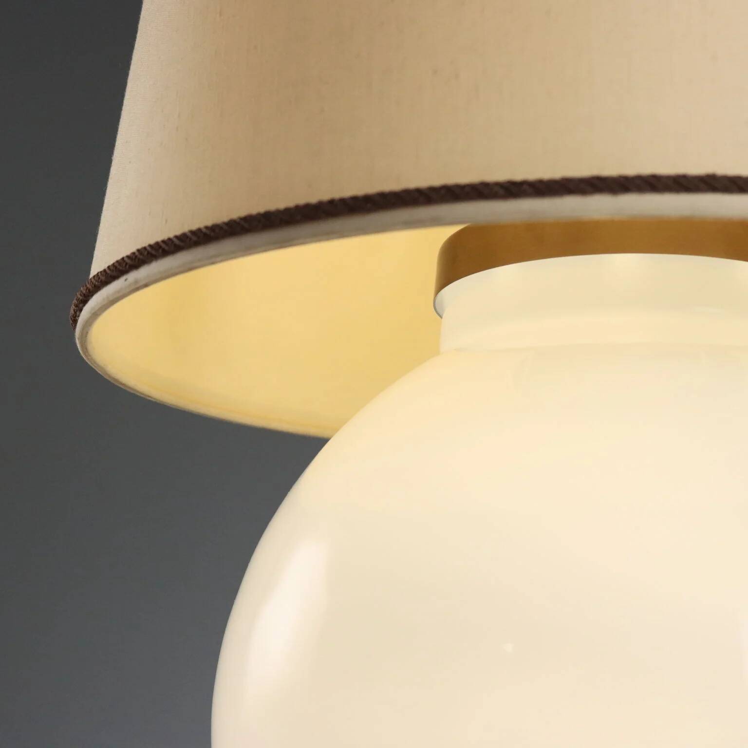 White glass table lamp from the 1970s-80s.