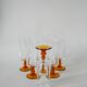 set of 6 vintage amber-footed champagne flutes 1970