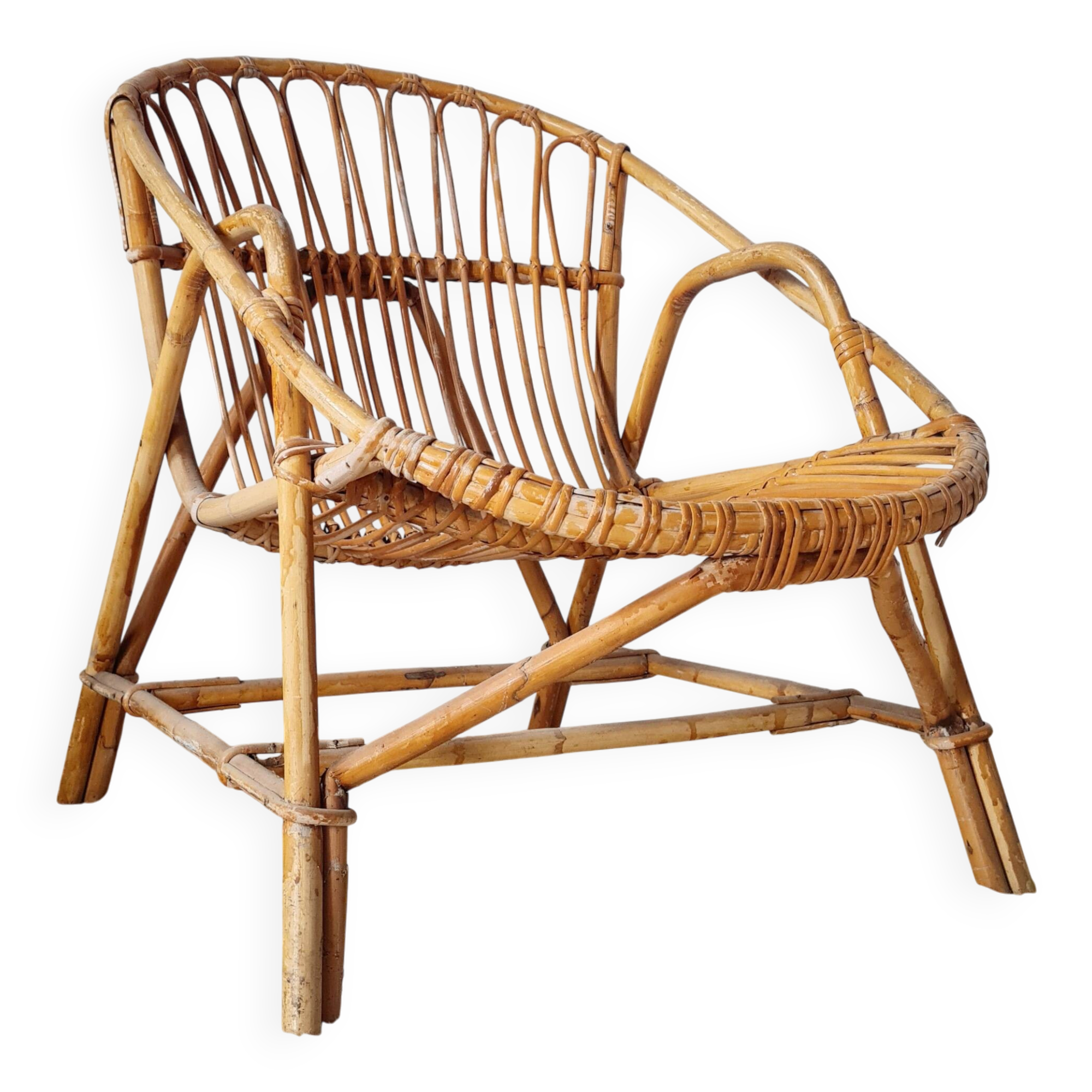 Vintage rattan basket chair – 1960s design