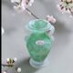 Small green Murano vase with handles – blown glass - "scavo" type
