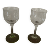 2 footed tulip glasses in crystal from the 1960s.