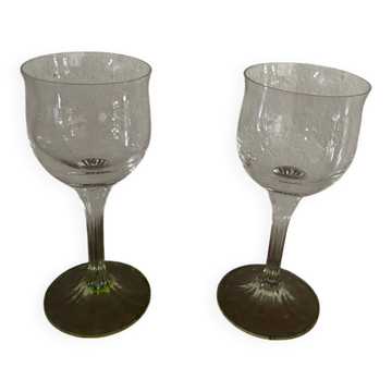 2 verres tulipe à pied en cristal annees 60.