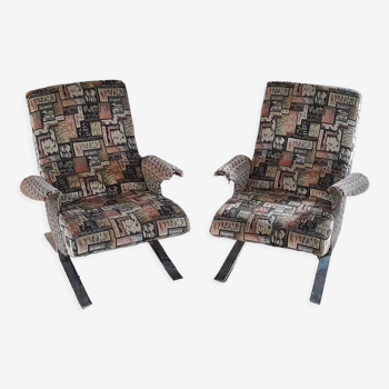 Pair of vintage design armchairs year 60 50
