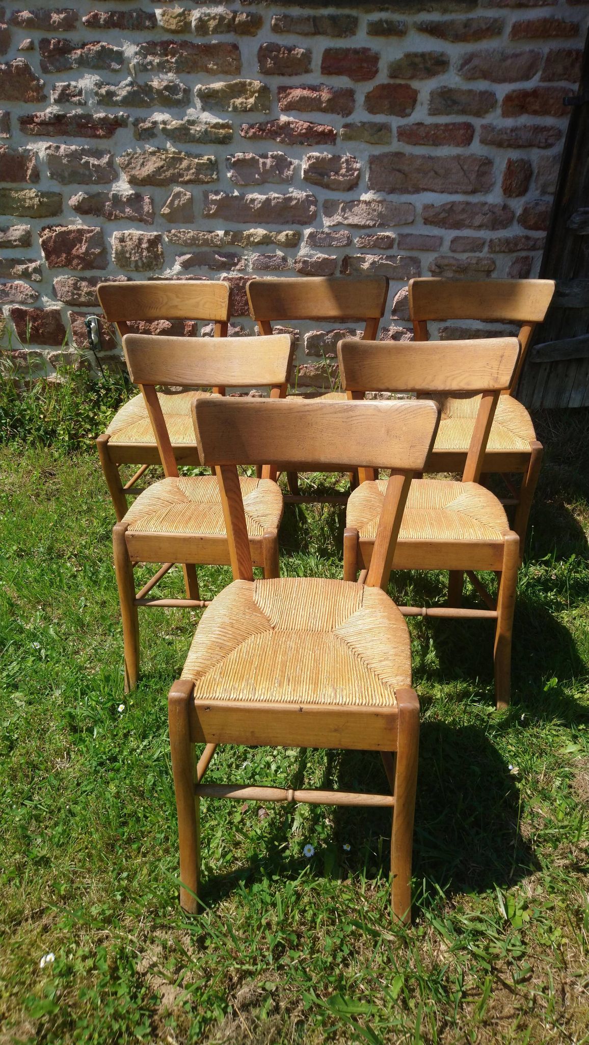 6 bistro chairs in straw and beech