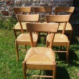 6 beech straw bistro chairs