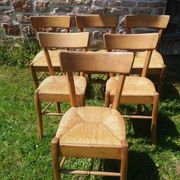 6 bistro chairs in straw and beech