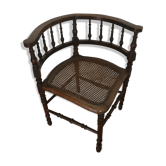 Fauteuil angle bois et cannage