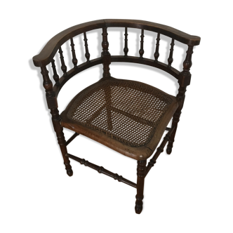 Wood and caning angle armchair