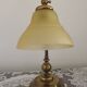 French Vintage Brass Goose Neck Table Lamp Patterned Glass Shade 5353