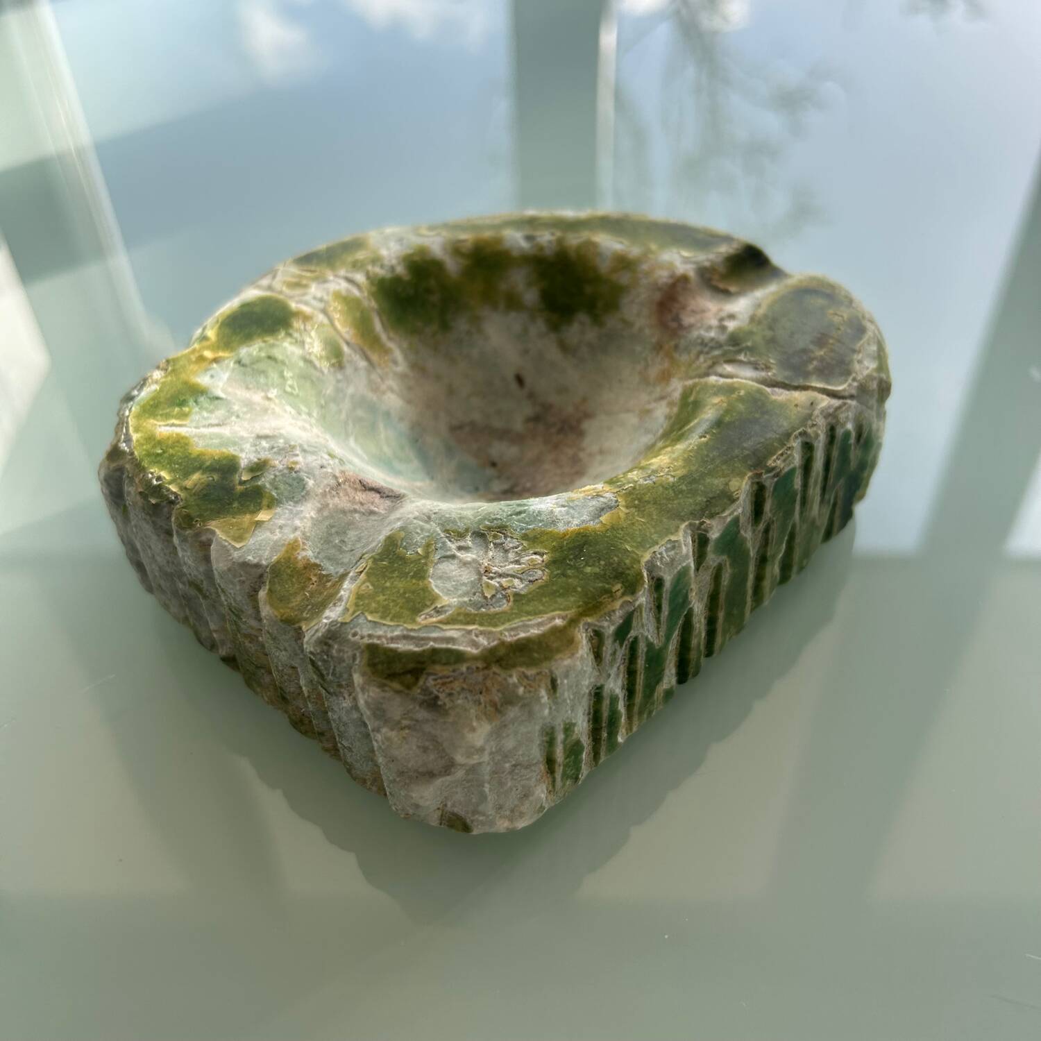 Green marble ashtray