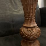 Soliflore vase 18cm in turned wood engraved hand fine patterns carved in France vintage old
