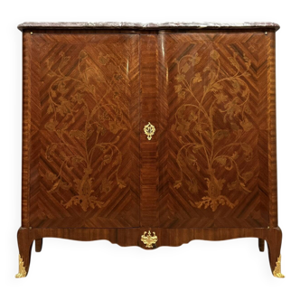 Louis XV style crossbow sideboard in noble wood marquetry circa 1850