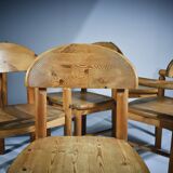 Dining chairs x 6, Rainer Daumiller, solid pine, 1970s