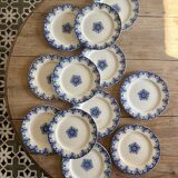 Set of 12 antique flat ironstone plates - Normandy -