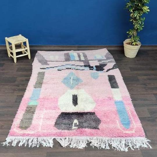 Vintage Berber carpet pink boujad 150 X 240 cm